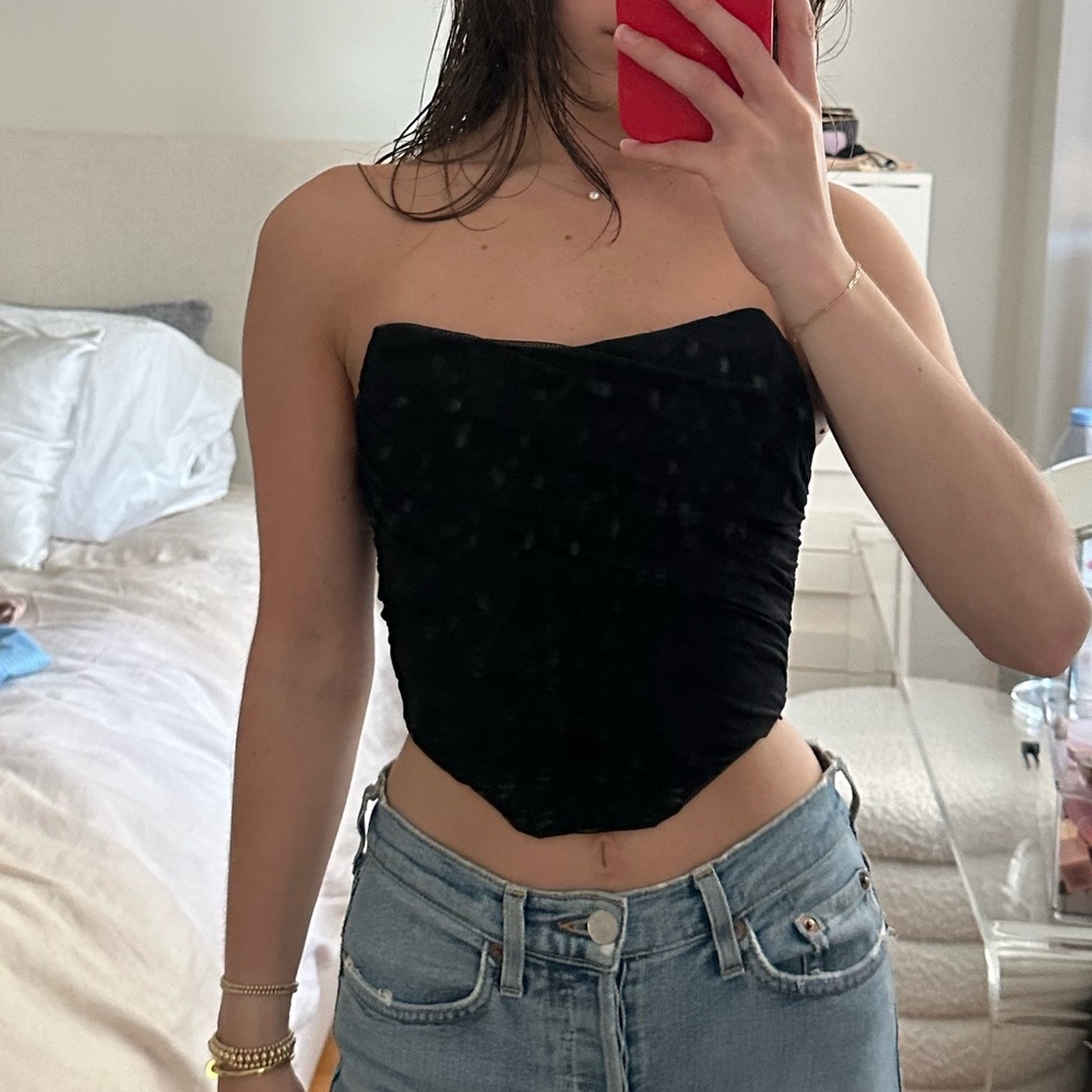 Black Corset Strapless Top, XS